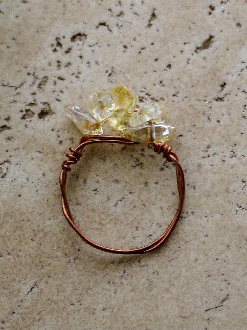 Elegant Wire Wrapped Citrine Ring